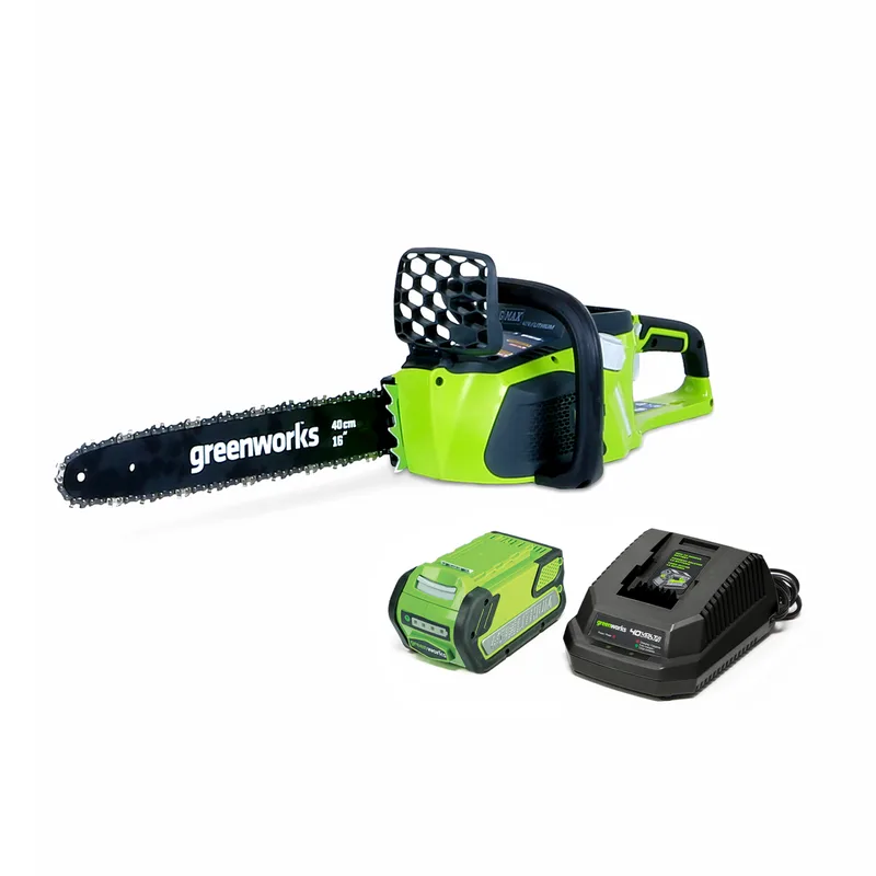 Greenworks 40V 16 Brushless Chainsaw With Battery And Charger chainsaw