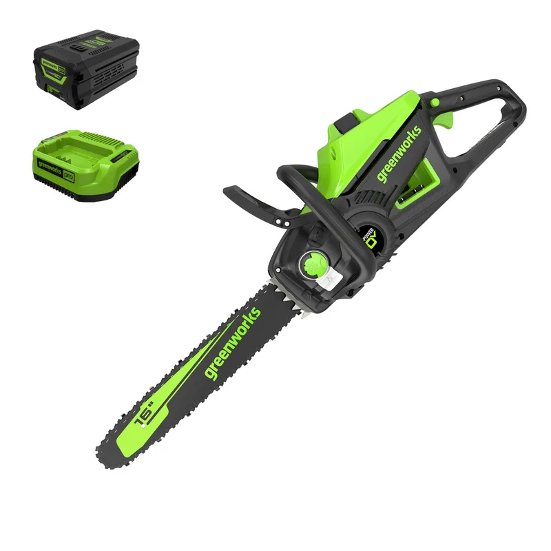 Greenworks 60V 16 Brushless Cordless Chainsaw 2 5AH Battery And Charger Included chainsaw