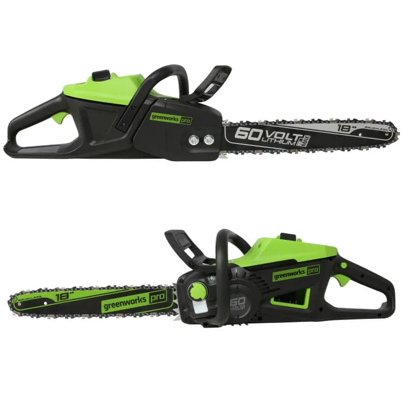 Greenworks 60V 18 Brushless Chainsaw With Battery And Charger chainsaw