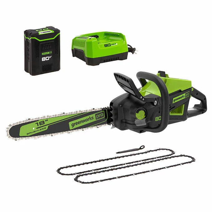 Greenworks 80V 18 Gen Ii Chainsaw 4 0AH Battery And 4AMP Rapid Charger chainsaw