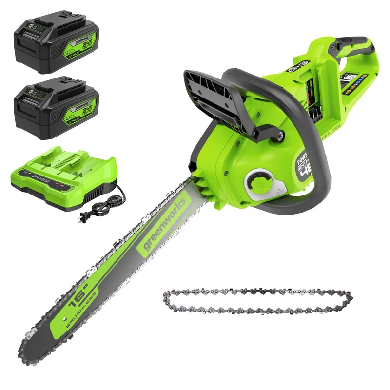 Greenworks Greenworks 2X24V 48V 16 Chainsaw With Additional Chain 2 4AH Batteries Charger Included chainsaw