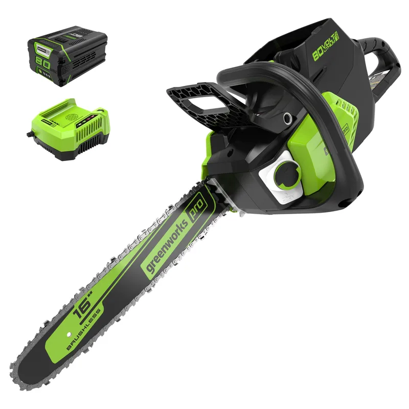 Greenworks Greenworks Pro 80V 16 Inch Brushless Chainsaw With 2 0 Ah Battery Included Cs80l211 chainsaw
